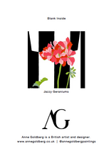 Load image into Gallery viewer, 'Jazzy Geraniums' Greetings Card